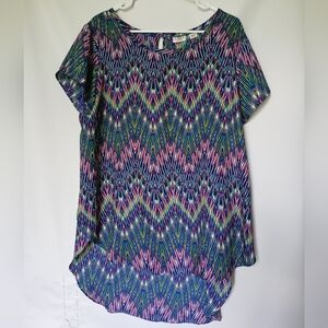 Cato Womens Tunic Top Size 14/16 W Color Multi Color Blue Green Pink White Red